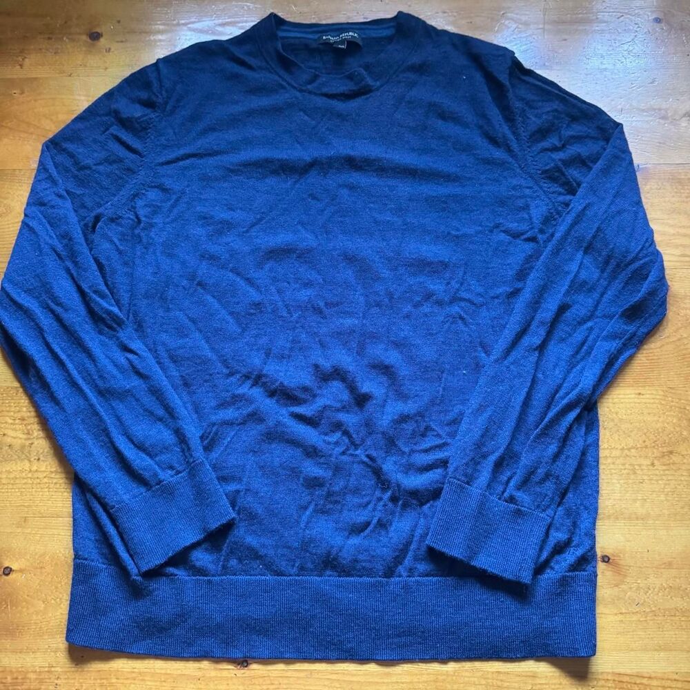 Banana Republic Merino Wool Sweater L Navy Blue Crewneck Lightweight Minimalist